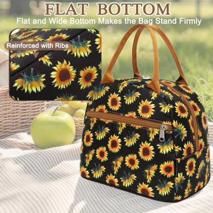 FlowFly Insulated Lunch Cooler Bag - Tote Bag Organizer for Women/Men, SunFlower