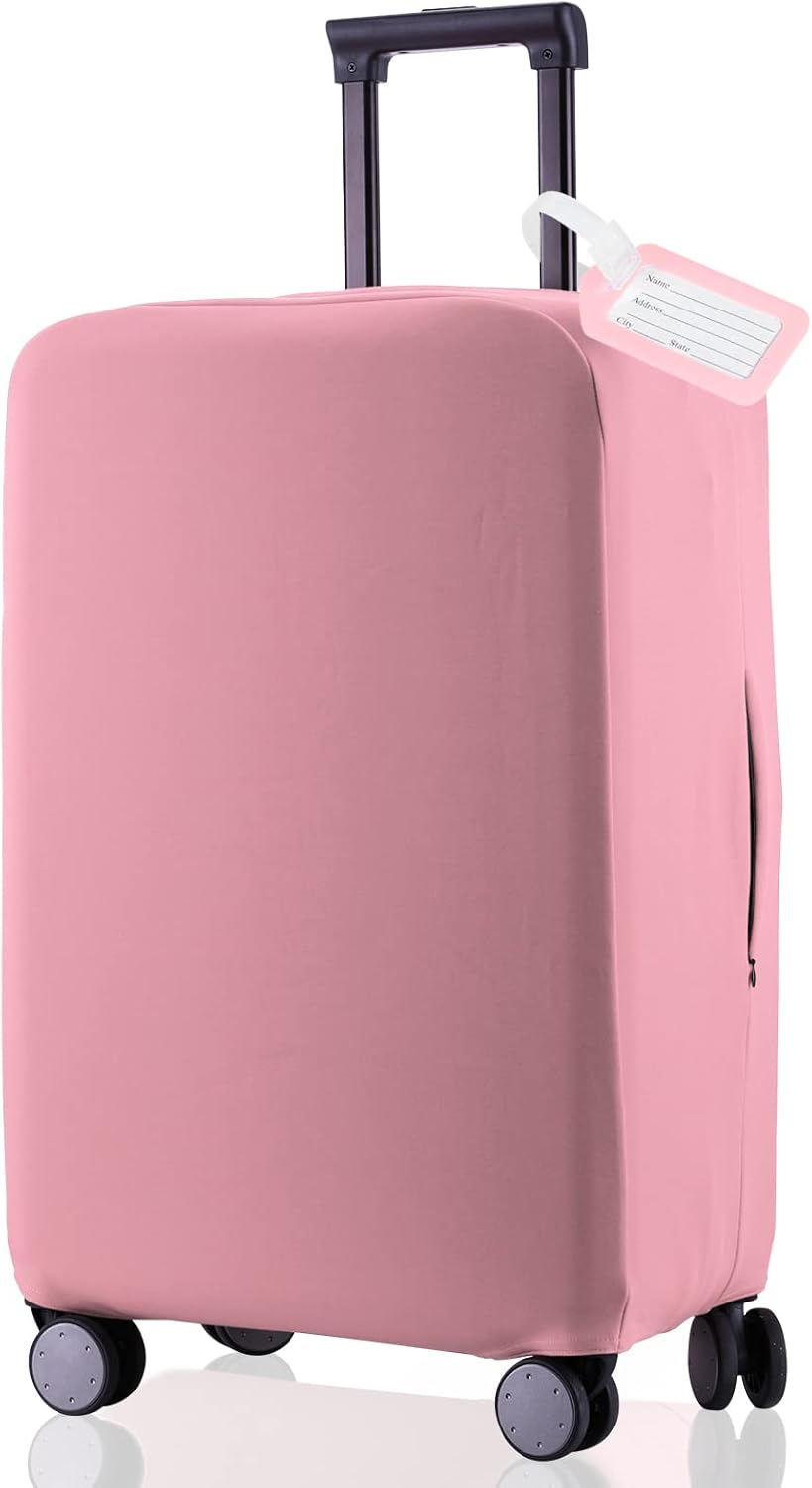 Travel Luggage Cover Suitcase Protector Scratch-Resistant Fit 19-31 Inch Suitcase, Not Included Suitcase (Pink, 2XL(30-31 inch))