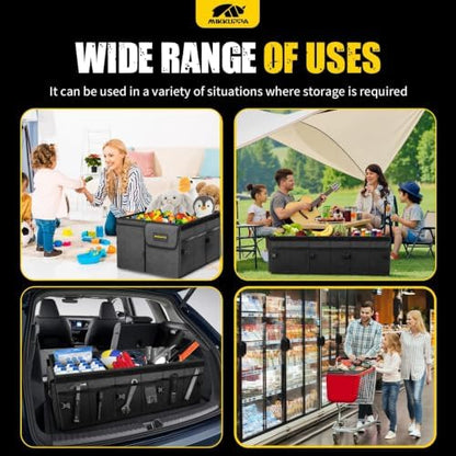 MIKKUPPA Trunk Organizer with Lid - 95L Collapsible Car Organizer, Gray