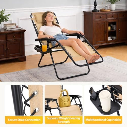 NEWBULIG Zero Gravity Chairs Set of 4, Folding Lounge Recliner Chair