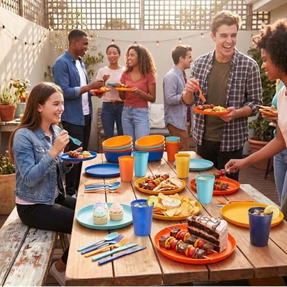 28 Piece Dinnerware Set for 4, Unbreakable Plates and Bowls Sets
