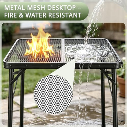 Folding Grill Table, 24 x 16 in Portable Camping Table for Picnic