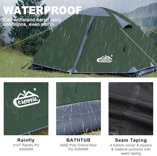 camppal 2 Person Backpacking Tent Waterproof Lightweight 2 Man Camping Tent