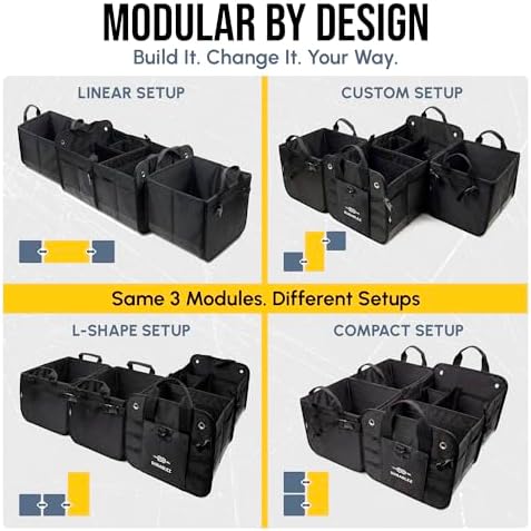 Extra Large Car Trunk Organizer System, Modular & Collapsible, Black