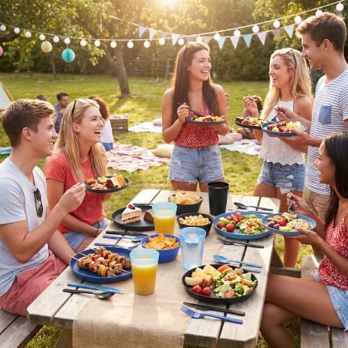 42 Piece Dinnerware Set for 6, Unbreakable Plates and Bowls Sets