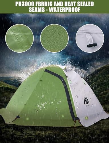AYAMAYA 4 Season Waterproof 2 Person Backpacking Tent with Aluminum Poles