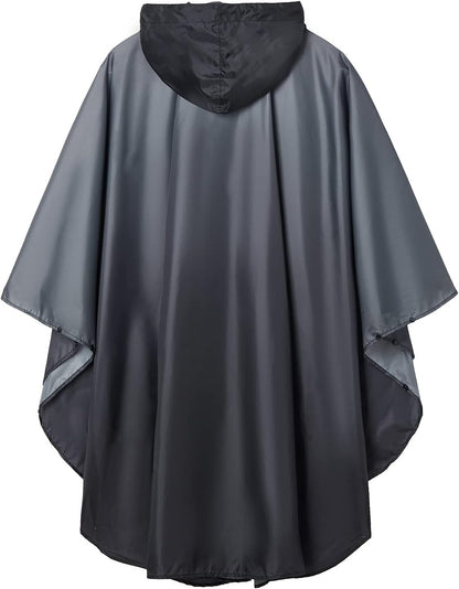 SaphiRose Rain Poncho Jacket Coat Hooded for Adults with Pockets