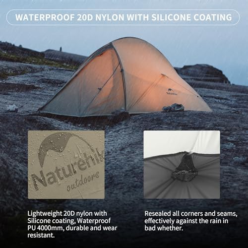 Naturehike Cloud-Up 2 Person Tent Lightweight Backpacking Tent with Footprint - Free Standing Ultralight Camping Hiking Backpack Tents Two Person Tent