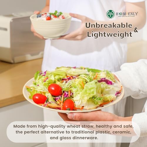 Homienly 40 PCS Dinnerware Set Service for 8, Kitchen Wheat Straw Dinnerware Set Unbreakable - Plates Set, Bowls Set,Cups Set, Microwave and Dishwasher Safe Dish Set for Dinner, Outdoor(Beige)