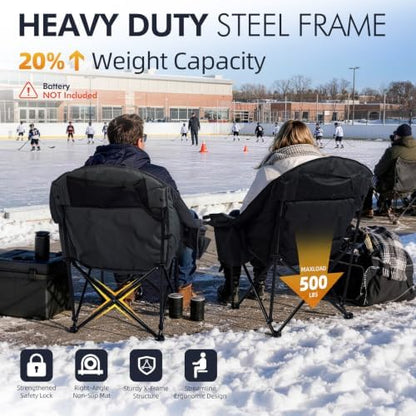Heated Oversized Camping Chair - Heavy Duty Padded Comfy Warm Outdoor Chair