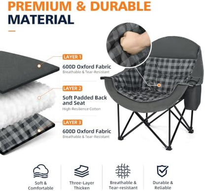 Oversized Camping Chair for Adults - Folding Lawn Camp Chair 2 Pack