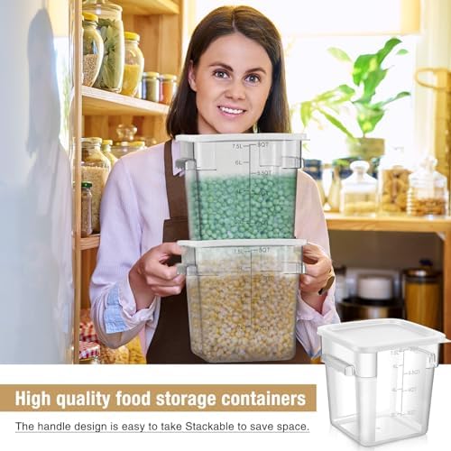 FoldTier 2 Pcs Square Food Storage Containers, White, 8 Qt