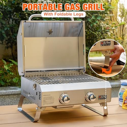 ONLYFIRE GRILLS Tabletop Gas Grill 2 Burners, Portable BBQ Grill, GS322