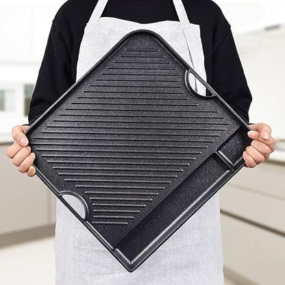 COOKKING - Master Grill Pro, Korean Traditional BBQ Grill Pan - Stovetop Nonstick Indoor/Outdoor Smokeless BBQ Cast Aluminum Grill Pan (MasterGrill Pro) (No Induction), Made in Korea