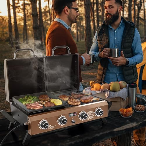 GD4002TPY Portable Tabletop Grill & Griddle Combo Bronze Gold