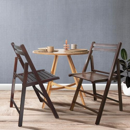 Casual Home Wooden Folding Chairs 2-Pcs Set - Espresso