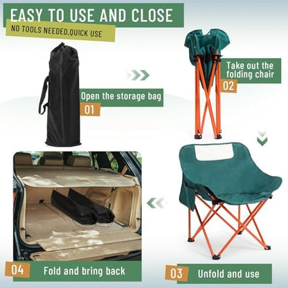 2 Pack Folding Camping Chairs Portable, Black, Green, Solid Color