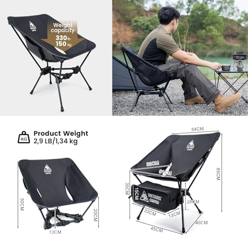 ONETIGRIS Tigerblade Camping Chair, Lightweight Folding Backpacking Hiking Chair, Compact Portable 330 lbs Capacity