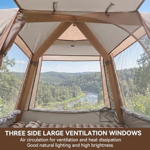 Inflatable Tents for Camping, 2-4 Person Blow Up Tent with Pump