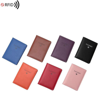 BAKUN Travel Wallet & Family Leather Passport Holder Cover RFID Blocking Travel Wallet, Leather Card Case, Travel Document Organizer Case(Red)