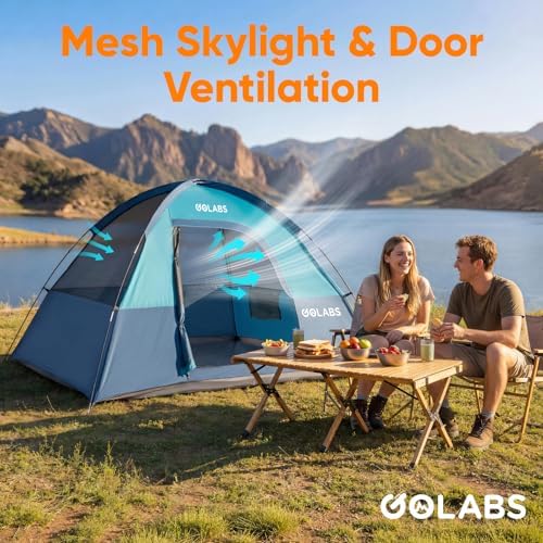 Golabs CT1 2 Person Camping Tent, Easy Set Up in 3 Min, Mesh Top & Door