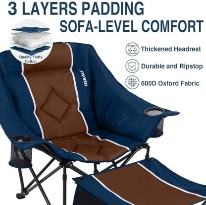 Oversized Camping Chair with Foot Rest, Heavy Duty 400 lbs