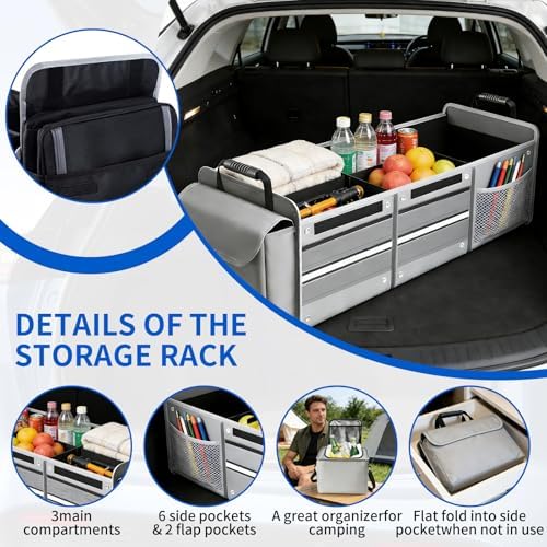95L Collapsible Car Trunk Organizer, Detachable Insulated Cooler Bag