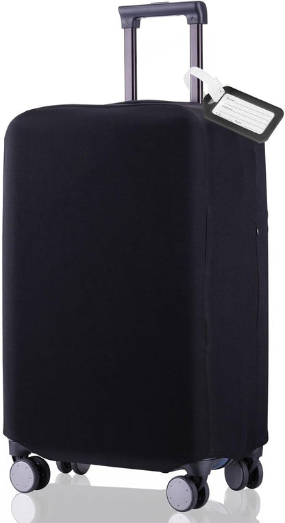 Travel Luggage Cover Suitcase Protector Scratch-Resistant Fit 19-31 Inch Suitcase, Not Included Suitcase (Black, 3XL(32-33inch))