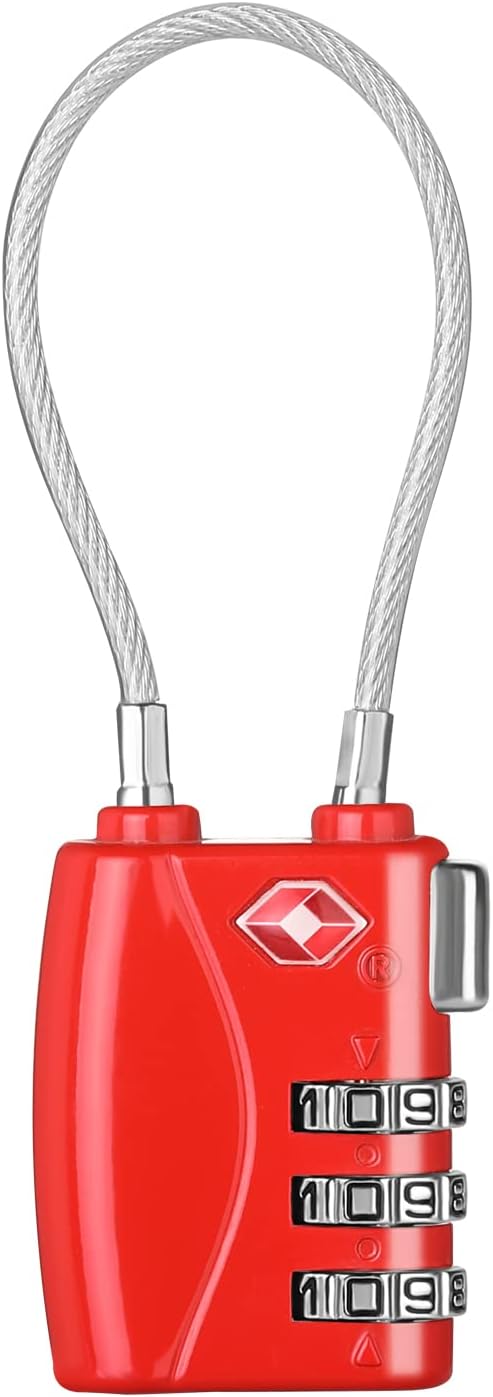 ZHEGE Luggage Lock TSA Approved 3 Dight Combination Padlock for Suitcase, Baggage, Backpack, Pistol Case (Red)
