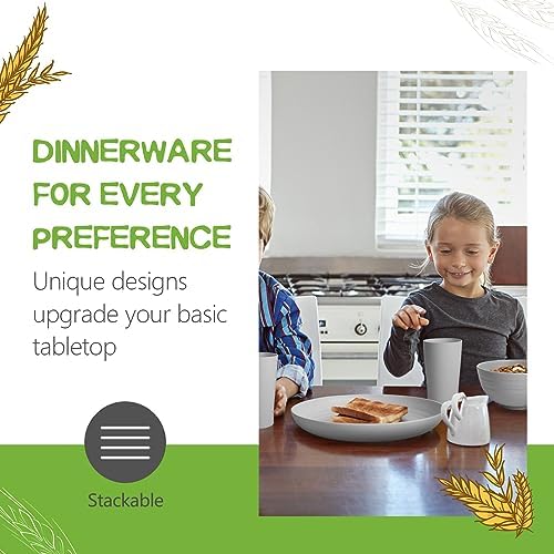 Teivio 32-Piece Plates and Bowls Sets for 8, Light Gray Dinnerware Sets