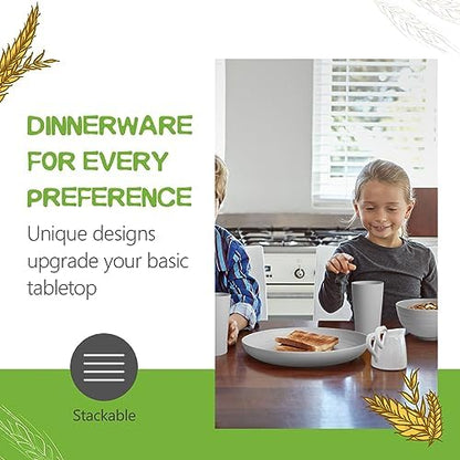 Teivio 32-Piece Plates and Bowls Sets for 8, Light Gray Dinnerware Sets