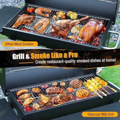 Charcoal BBQ Grills Outdoor: Spacious Barrel Barbecue Grill