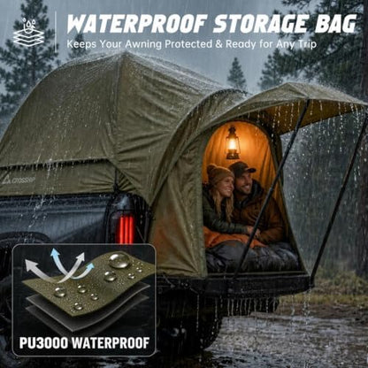 Pickup Truck Tent with Awning Shade & Rainfly for Water Protection