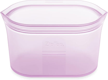 Zip Top Reusable Food Storage Bags | Medium Dish [Lavender] | Silicone Meal Prep Container | Microwave, Dishwasher and Freezer Safe | Made in the USA