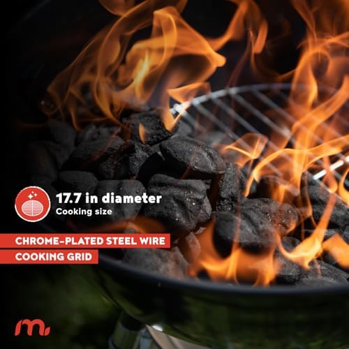 Megamaster 18" Charcoal Grill, Adjustable Air Vent with Storage Rack