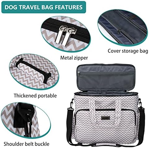 BAGLHER Dog Travel Bag, Pet Travel Bag (ALL Pet Travel Supplies), With 2 Pet Food Containers and 2 Collapsible Silicone Bowls; Essential Kits for Pet Travel BLW