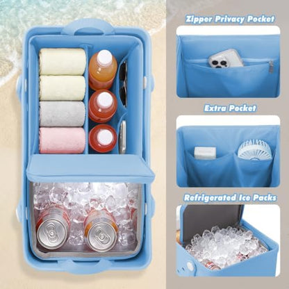 Cooler Organizer Insert Compatible with Bogg Bag XL, Leak-Proof Ice Chest Beach Bag with Removable Divider, Zippered Pouch, Portable Travel Organizer for Beach, Picnic, Camping, Pool