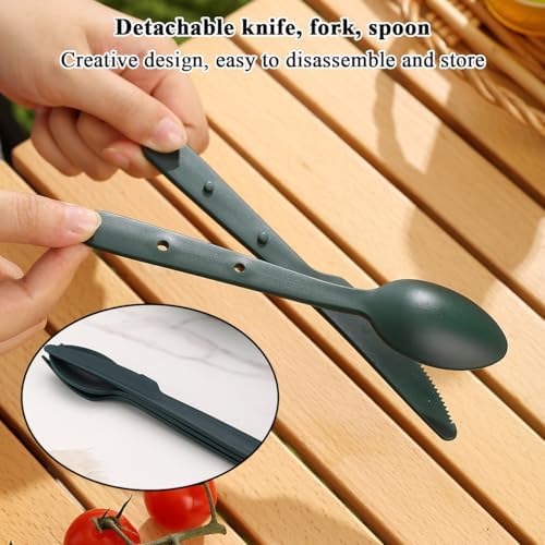 Berglander Camping Mess Kit with Bowl, Plate, Cup, Spoon, Fork, Knife and Carry Bag, Plastic Camping Accessories Essentials Gear for Travel, Camping, Picnic, Outdoor, Easy to Carry & Store