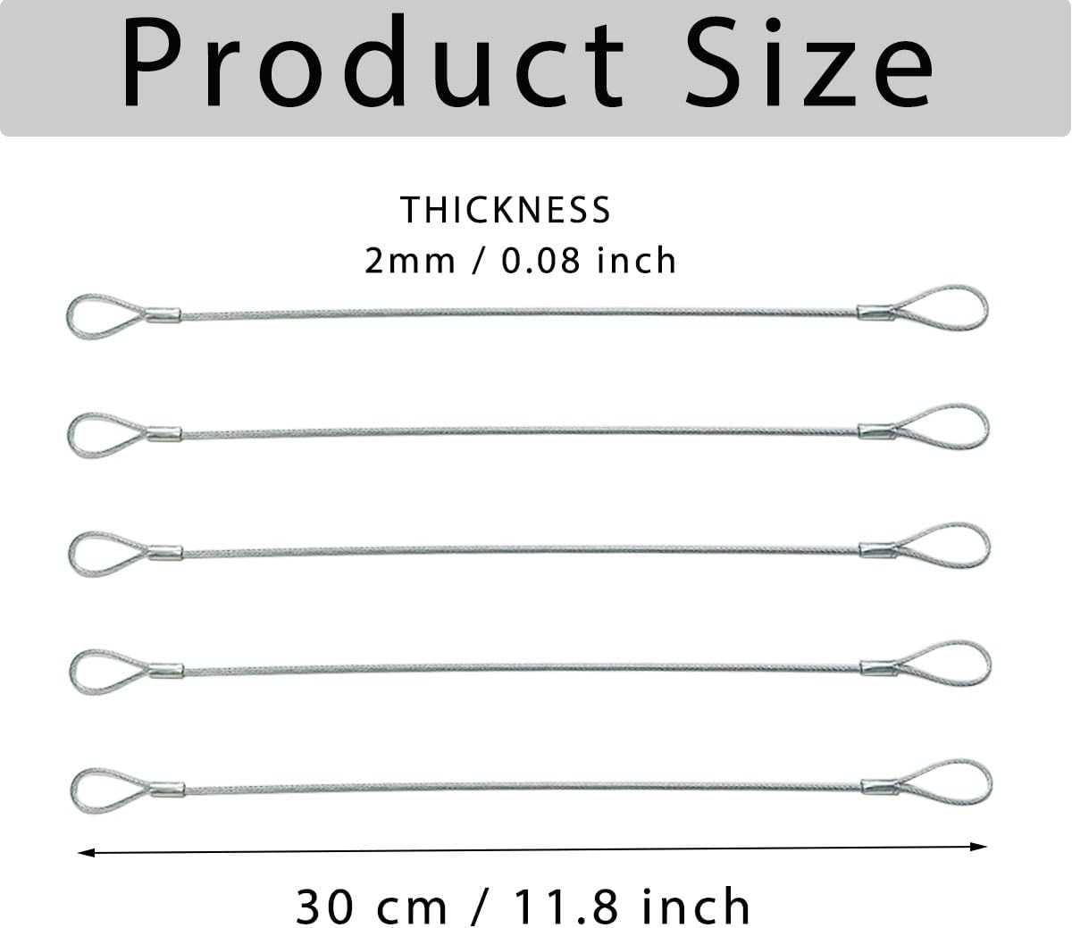 5 Pack Luggage Lock Safety Cable, Stainless Steel Cable with Loops, Stainless Steel Safety Cable, Safety Cable Lock, Braided Steel Coated Safety Cable Luggage Lock 2mm Thickness 12 inch Length