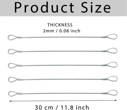 10 Pack Luggage Lock Safety Cable, Stainless Steel Cable with Loops, Stainless Steel Safety Cable, Safety Cable Lock, Braided Steel Coated Safety Cable Luggage Lock 2mm Thickness 12 inch Length