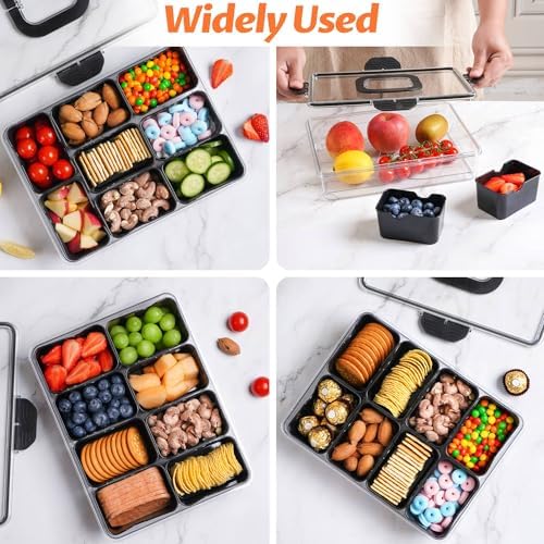 Snackle Box Container Dishwasher Safe Divided Serving Tray with Lid Handle