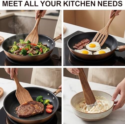 Acacia Wooden Spatula Set Non Toxic Kitchen Utensil Set Slotted Turner