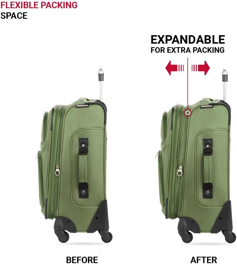 SwissGear Sion Softside Expandable Luggage, Evergreen, 3-Piece Set (21/25/29)