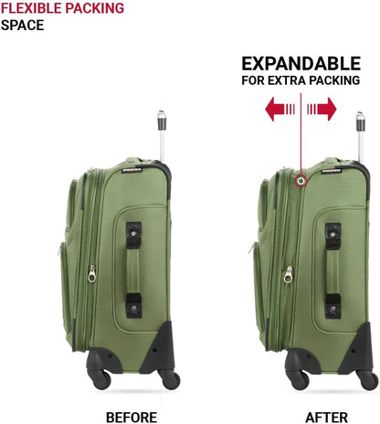 SwissGear Sion Softside Expandable Luggage, Evergreen, 3-Piece Set (21/25/29)