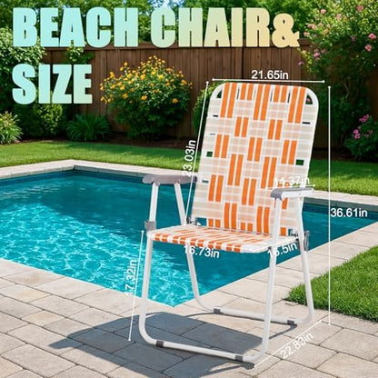 Outvita Webbed Lawn Chairs Set of 2, Easy Open & Lightweight Orange