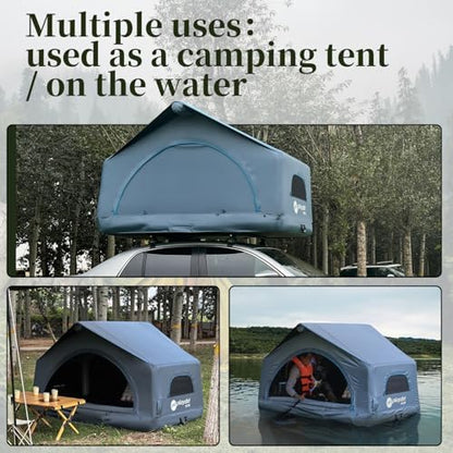 2 Person Inflatable Car Roof Top Tent with Pump,4 Season Waterproof and Sun Resitant Camping Dome Roof Top Tents Camping Tent for SUV, Truck and Universal Cars,Easy Setup