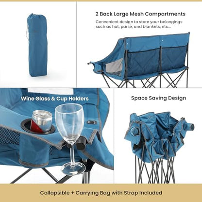 ARROWHEAD OUTDOOR Portable Folding Double Duo Camping Chair Loveseat