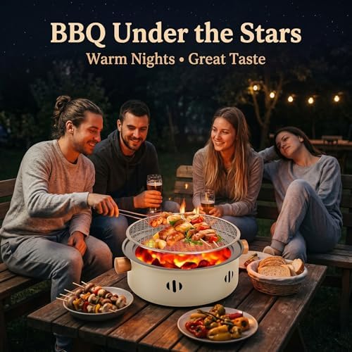 Portable Charcoal Grill, 13''diameter Mini Tabletop BBQ Grill with Stainless Steel Grate, Compact Outdoor Charcoal Barbecue for Camping, Picnic, Backyard, Travel, Small Grill for 2-4 People