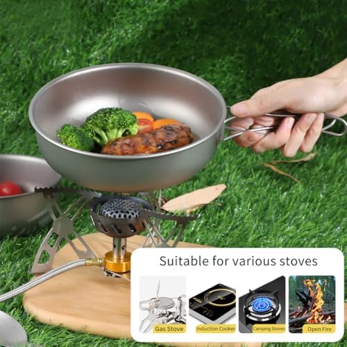 BY-J Titanium Camping Cookware 2200ml+1200ml+700ml Titanium Pot with Lid and Stainless steel spatula, Compact Backpacking and Travel Kitchenware for Camping, Hiking and Fishing