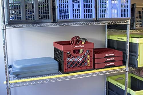 CleverMade Collapsible Milk Crates, 25L 1 Pack, 50 lb, Brick Red